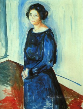 Mujer vestida de azul Frau Barth 1921 Edvard Munch Pinturas al óleo
